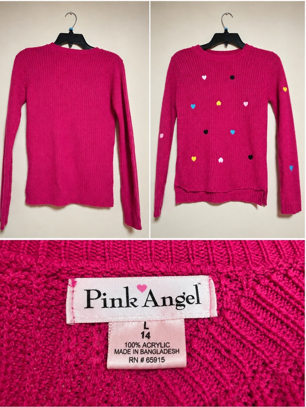 Fuchsia Heart-Accent girl’s  Sweater